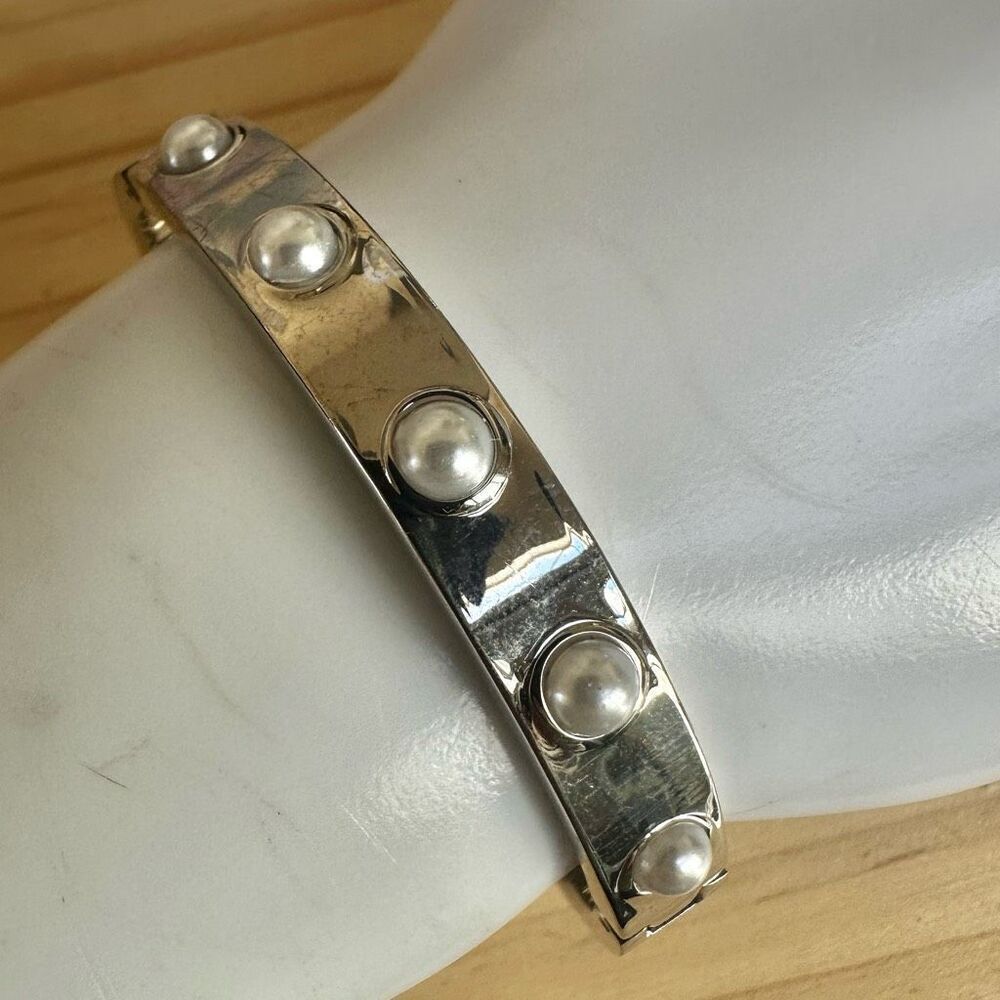 Anne Klein New York Silver-Tone Bracelet with Faux Pearls – Modern Classic Elega